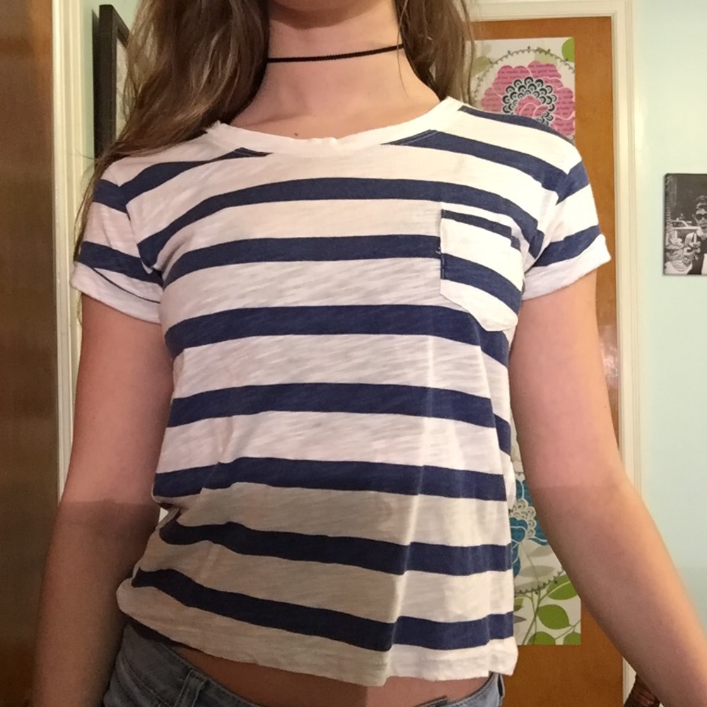 Short Black and White striped Tee